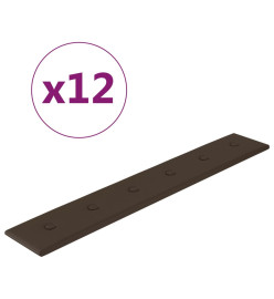 Panneaux muraux 12 pcs Marron 90x15 cm Similicuir 1,62 m²