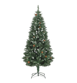 Sapin de Noël avec pommes de pin et paillettes blanches 180 cm