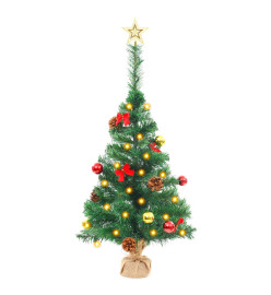 Arbre de Noël artificiel pré-éclairé avec boules vert 64 cm