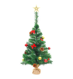 Arbre de Noël artificiel pré-éclairé avec boules vert 64 cm