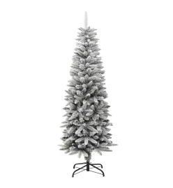 Sapin de Noël artificiel mince avec neige floquée 150 cm PVC/PE