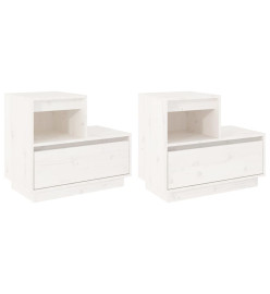 Tables de chevet 2 pcs Blanc 60x34x51 cm Bois de pin solide