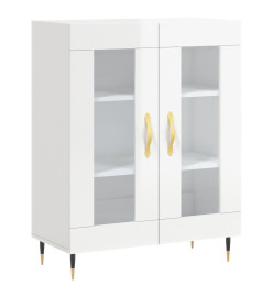 Buffet haut Blanc brillant 69,5x34x180 cm Bois d'ingénierie