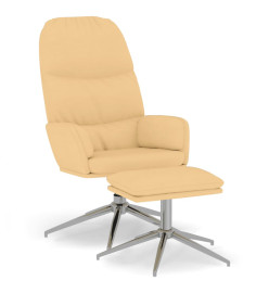 Chaise de relaxation avec tabouret Blanc crème Similicuir daim