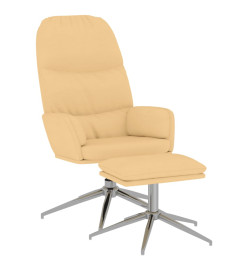 Chaise de relaxation avec tabouret Blanc crème Similicuir daim