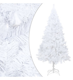 Arbre de Noël artificiel pré-éclairé et boules blanc 120 cm PVC