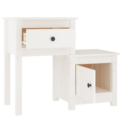 Table de chevet Blanc 79,5x38x65,5 cm Bois de pin massif