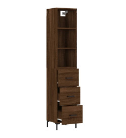 Buffet haut Chêne marron 34,5x34x180 cm Bois d'ingénierie