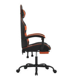 Chaise de jeu avec repose-pied Noir et orange Similicuir