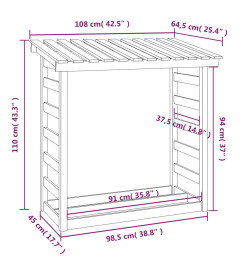 Support pour bois de chauffage Blanc 108x64,5x110cm Bois de pin