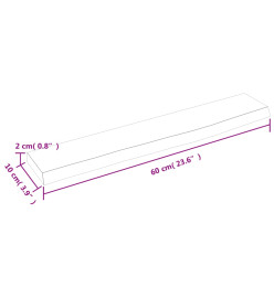 Étagère murale marron clair 60x10x2 cm bois chêne massif traité