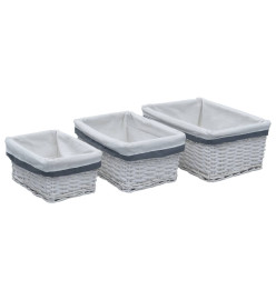 Ensemble de paniers gigognes 3 pcs Blanc Saule