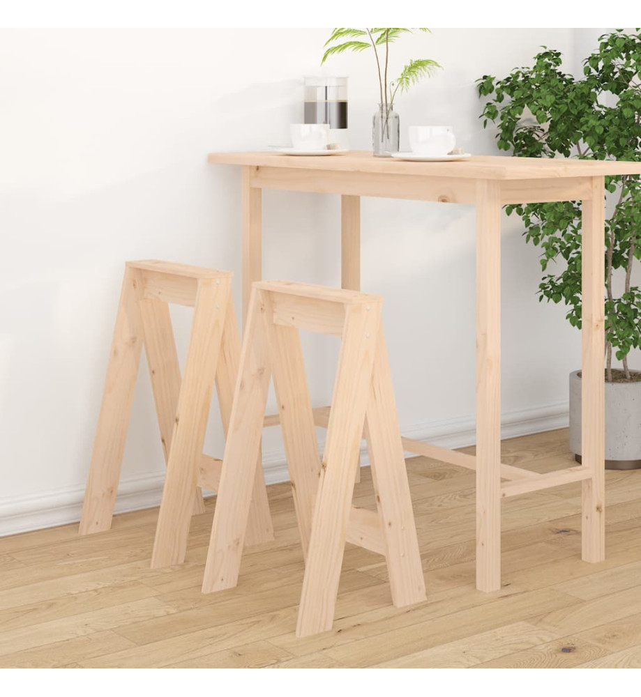 Tabourets lot de 2 40x40x75 cm bois massif de pin