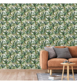 DUTCH WALLCOVERINGS Papier peint Palm Trees Vert et blanc