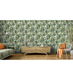 DUTCH WALLCOVERINGS Papier peint Palm Trees Vert et blanc