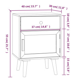 Table de chevet noir 40x30x55 cm bois d’ingénierie