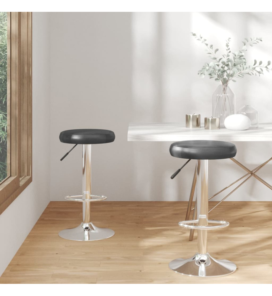 Tabourets de bar lot de 2 noir similicuir