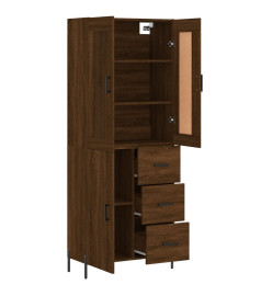 Buffet haut Chêne marron 69,5x34x180 cm Bois d'ingénierie