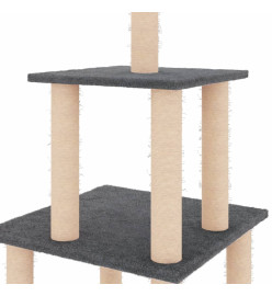 Arbre à chat avec griffoirs en sisal gris foncé 111 cm