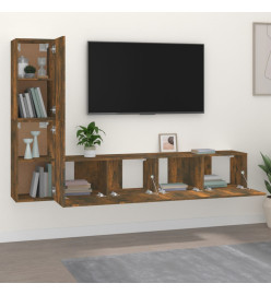 Ensemble de meubles TV 4 pcs Chêne fumé Bois d'ingénierie