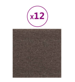 Panneaux muraux 12 pcs Taupe 30x30 cm Tissu 1,08 m²