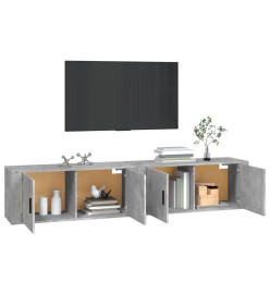 Meubles TV muraux 2 pcs gris béton 100x34,5x40 cm