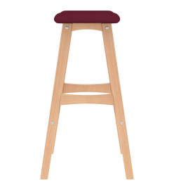 Tabourets de bar lot de 2 rouge bordeaux tissu