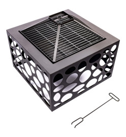 RedFire Foyer avec grille de barbecue Mikor Noir