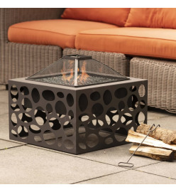 RedFire Foyer avec grille de barbecue Mikor Noir