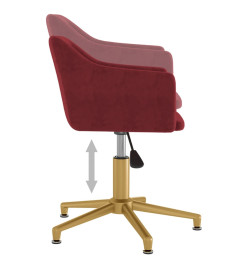 Chaises pivotantes salle à manger 2 pcs Rouge bordeaux Velours