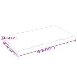 Dessus de table 100x60x4 cm bois de chêne massif non traité