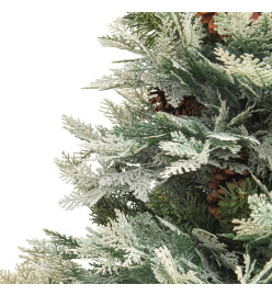 Sapin de Noël pré-éclairé et pommes de pin vert 150cm PVC et PE