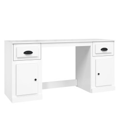 Bureau avec armoire blanc brillant bois d'ingénierie