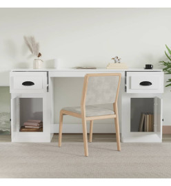 Bureau avec armoire blanc brillant bois d'ingénierie