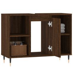 Armoire salle de bain chêne marron 80x33x60cm bois d'ingénierie