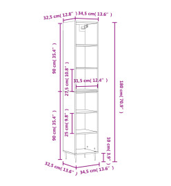 Buffet haut Sonoma gris 34,5x32,5x180 cm Bois d'ingénierie