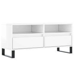 Meuble TV blanc brillant 100x34,5x44,5 cm bois d'ingénierie