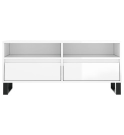 Meuble TV blanc brillant 100x34,5x44,5 cm bois d'ingénierie