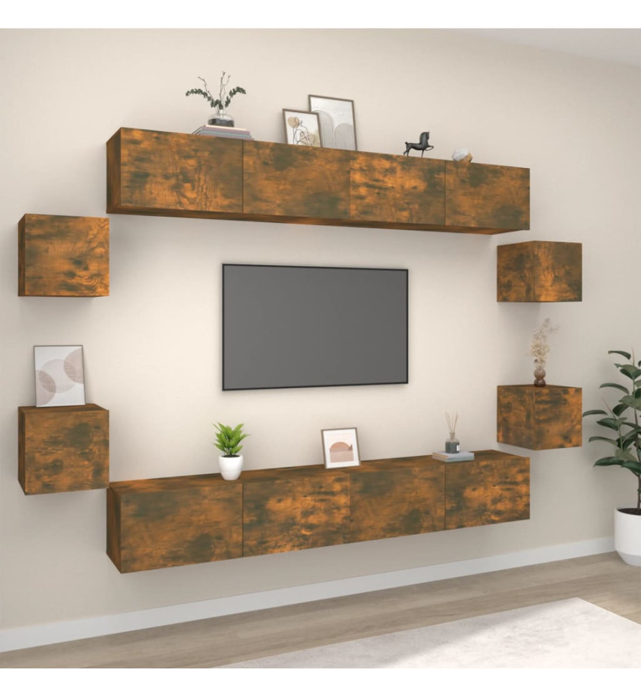 Ensemble de meubles TV 8 pcs Chêne fumé Bois d'ingénierie