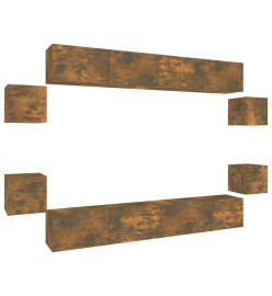 Ensemble de meubles TV 8 pcs Chêne fumé Bois d'ingénierie