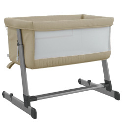 Lit pour bébé avec matelas Taupe Tissu de lin