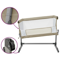 Lit pour bébé avec matelas Taupe Tissu de lin