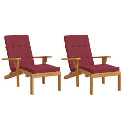 Coussins de chaise longue lot de 2 rouge bordeaux tissu oxford