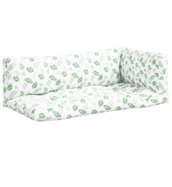 Coussins de palette 3 pcs motif de feuilles tissu Oxford