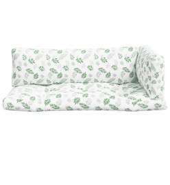 Coussins de palette 3 pcs motif de feuilles tissu Oxford