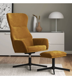 Chaise de relaxation avec tabouret Marron Velours