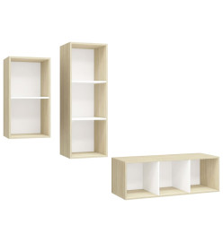 Ensemble de meuble TV 3 pcs Blanc et chêne sonoma Aggloméré