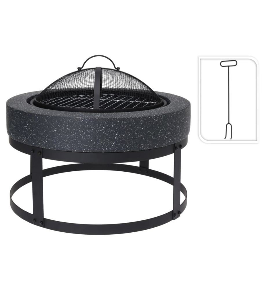 ProGarden Bol à feu avec grille rond 50,5x50,5x37 cm noir