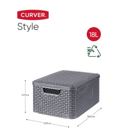 Curver Boîte de rangement avec couvercle Style M 18L Argenté métallisé