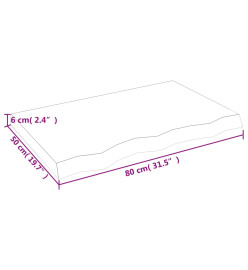 Dessus de table 80x50x6 cm bois de chêne massif non traité